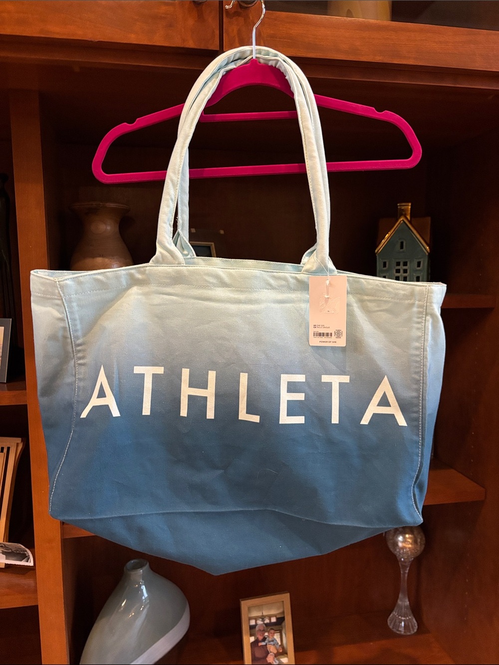 NWT Athleta Blue Ombré Canvas Logo Tote